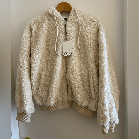 HOODED FLEECE JACKET - Ecru - Picture 9 of 11